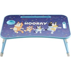 Bluey and Friends Lap Desk Tray Table with Folding Legs, Cup Holder & Device Slot, Portable Kids Lap Desk for Homework, Meals, Tablets & Laptops