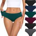 coskefy Women's Underwear Cotton Hipster Panties Low Rise Briefs Soft Strench Breathable Ladies Bikini Underwear 6 Pack (Large, Late Autumn)