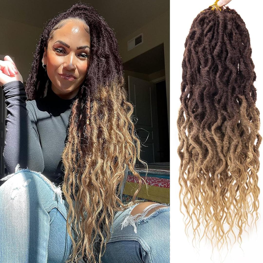 Faux Locs Crochet Hair 24Inch Crochet Locs, 6Packs Boho Crochet Locs Soft Locs With Curly Ends Synthetic FauxLoc Crochet Hair for Black Women(33/27, 24'')