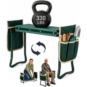Garden Kneeler and Seat, Foldable Stool for Seniors with 2 Tool Pouches