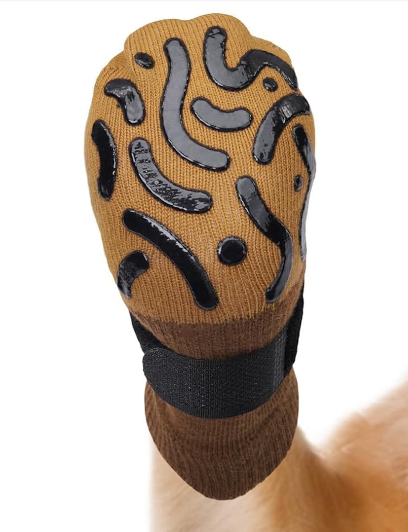 Non-Slip Dog Socks to Prevent Licking Paws - Strong Traction for Paw Protector, Senior Dogs, Hardwood Floors, Dog Booties with Grippers - Size Medium