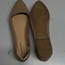 Amazon Essentials Women's Pointed-Toe Ballet Flats (12, Beige Faux Leather)