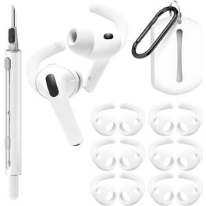 Seltureone 6 Pairs Ear Hooks Compatible with AirPods Pro 3 Ear Tips [Added Storage Pouch], Sport Anti-Slip for AirPods Pro 3 Accessories 2025 with Cleaning Kit and Carabiner