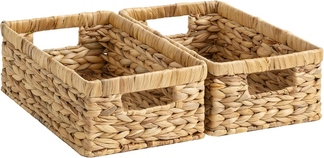 StorageWorks Wicker Storage Baskets for Shelves, Decorative Baskets, 2-Pack