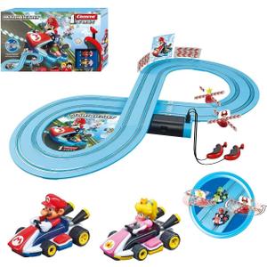 Carrera First Mario Kart - Slot Car Race Track with Spinners - Includes 2 Cars: Mario and Peach - Battery-Powered Beginner Racing Set for Kids Ages 3 Years and Up