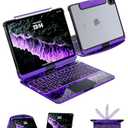 Keyboard Case for iPad Air 11-inch & 10.9-inch (Air 5th/4th Gen) and iPad Pro 11-inch (1st–4th Gen), 360° Rotating Clear Case with Trackpad, 7-Color Backlit, LCD Power Display, Pencil Holder, Purple