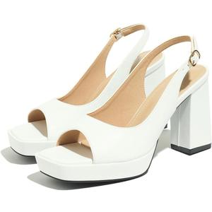 Women's Block Heels Sandals Peep Toe Ankle Strap Dress Wedding Shoes, 7.5
