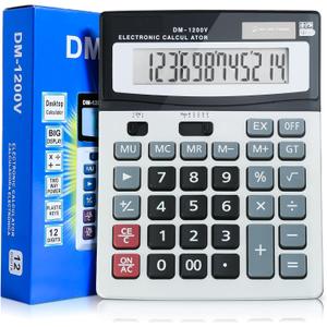 Calculator, 12-Digit Large LCD Display Calculators Desktop, Dual Powered Calculators for Office/School, Big Button Basic Desk Calculator with Standard Function