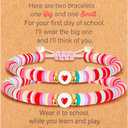 4 x Back to School Supplies, First Day of Kindergarten Bracelet, Back to School Bracelet Mommy and Me, Prek Matching Wish Bracelets Set, Adjustable Bracelet for Boys Girls Gifts Stuff Bulk