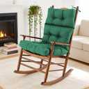 Rocking Chair Cushion, Waterproof and Fade-Resistant Adirondack Rocker Cushions, Indoor/Outdoor Rocking Chair Pads, High Back Memory Foam Patio Furniture Cushions with Ties, 44x23x4 Inch, Dark Green