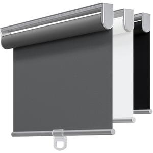 Cordless 100% Blackout Roller Shades for Windows,UV Protection Pull Down Shades,Room Darkening Door Blinds Thermal Insulated Fabric for Home Office and Bedroom(17" W x 72" H,Grey)