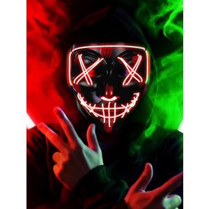2 x Led Light Up Scary Mask El Wire Mask for Halloween 3 Lighting Modes for Aldult Teens (One Size, Red)