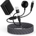 Galaxy Watch Fast Charger for Samsung Galaxy Watch 8/8 Classic/Ultra/7/FE/6/6 Classic/5 Pro/5/4/4 Classic/3/Active2/1 Charger Cable Dock, 2 in 1 25W USB C Fast Charger for Samsung S26/S25/S24/S23/A16