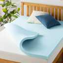 Best Price Mattress 2 Inch Ventilated Memory Foam Mattress Topper, Cooling Gel Infusion, Dorm Essentials, Twin XL Blue