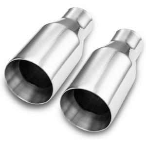 A-KARCK Exhaust Tip 2.5" Inlet to 4" Outlet, 2.5" Inlet 9" Long Stainless Steel Exhaust Tailpipe Tip Double Wall Weld On 2PCS (silvery)