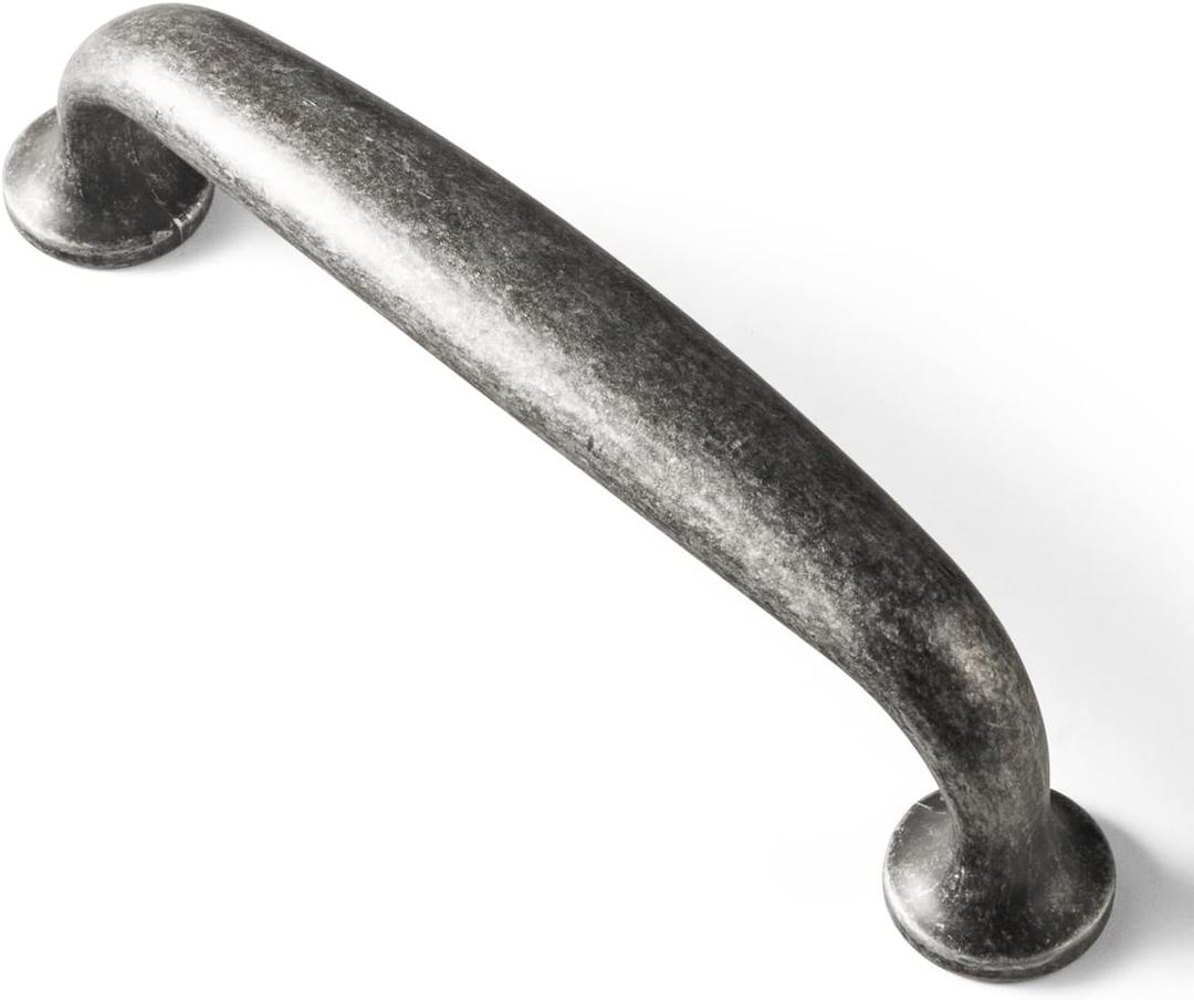 Goo-Ki 6 Pack Weathered Nickel Drawer Handles, 3-3/4'' (96mm) c-c Antique Iron Cabinet Pulls Handle Vintage Retro Bar Pull Kitchen Hardware for Cupboard Bathroom