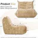 Hobestluk Bean Bag Chair Giant Bean Bag Sofa Memory Foam Bean Bag Chairs for Adults, Bean Bag Couches Faux Leather Bean Bag Chairs for Living Room Bedroom Dorm Office (Khaki) (Single)
