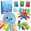 3 otters Color Sorting Sensory Toys, Sea Animals Fine Motor Matching Games Fidget Toys with 3 Game Cards for Toddlers Birthday Party Gift