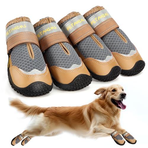 Petanims Dog Shoes for Large Dogs, Medium Dog Boots & Paw Protectors for Winter Snow, Breathable Dog Booties for Hot Pavement, Hardwood Floors Gray Size 4