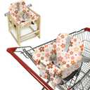 Shopping Cart Cover for Baby &High Chair Cover, Padded with Detachable Strap & Thigh Pad, Machine Washable, Padded Toddler Shopping Cart Cover Grocery Cart Cover (Floral)