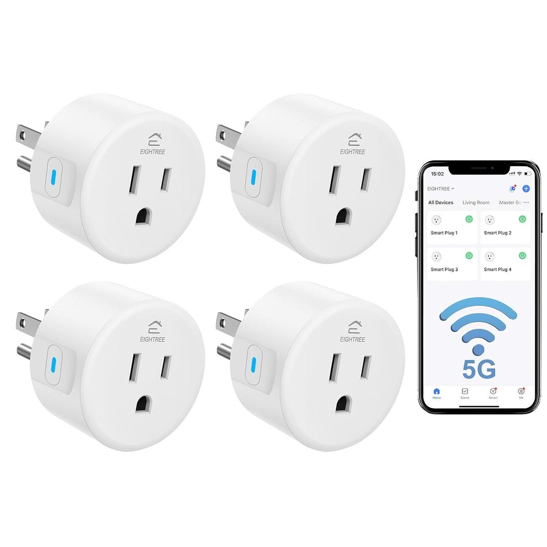 3 x EIGHTREE Smart Plug 5GHz& 2.4GHz, 15A WiFi Smart Outlet Compatible with Alexa & Google Home, Smart Home WiFi Plug with Remote Control, Timer Outlet with Schedule, 4 Packs