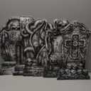 JOYIN 15.7 Halloween Decorations Outdoor Graveyard Tombstones, 6 Pcs Skeleton RIP Plastic Gravestones Halloween Decor with 12 Metal Stakes for Yard Lawn Garden Prop, Party Decor Supplies