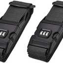 uxcell Luggage Straps Suitcase Belts with Buckle, Combination Lock, 2Mx5cm Adjustable PP Travel Packing Accessories, Black 2Pcs