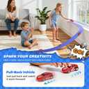 TAEMVV 15 Ft Dual Flexible Race Track for Kids, DIY Ramps Car Track Set with 2 Toy Cars Compatible with Hot Wheels 1/64 Diecast Cars, Reinforced Suction Cup for Boys Girls 3+, Blue Pro