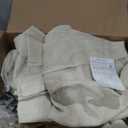 Tollpiz Short Linen Curtains Bedroom Rod Pocket Semi Sheer Curtain Burlap Light Filtering Thick Linen Drapes for Living Room, 38 x 45 inches Long, Natural, Set of 2 Panels