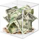 Transparent Acrylic Piggy Bank for Adults Modern Money Saving Box for Home or Office Unbreakable Jar Ideal Gift for Birthdays and Special Occasions 5.9 X 5.9 Inches