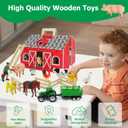 SIMPLIPLAY Farm Animal Toys with Portable Large Wooden Barn for Kids 3+ Years Old, 10 PCS Farm Animals Figures for Boys, Girls, Animal Lovers, Ideal Gift for Kids Toddlers, Improve Fine Motor Skills