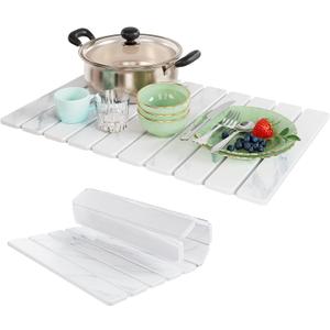 Large Stone Dish Drying Mats for Kitchen Counter, 23*15.3 Collapsible Dishes Drying Matt Kitchen Counter, Eco-Friendly Diatomaceous Earth Mats for Cups Dishes Bottles, Marble 