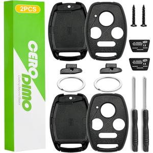 2 Pack Key Fob Keyless Entry Remote Shell Case Pad  Compatible with 2003-2012 Accord, 2006-2013 Civic EX, 2009-2015 Pilot, 2005-2006 CR-V  No Cutting Required