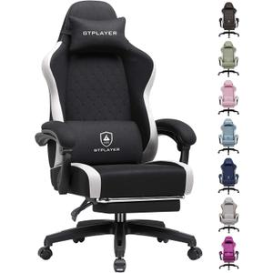 GTPLAYER Gaming Chair, Ergonomic Computer Chair with Footrest and Lumbar Support, High Back Recliner Chair 350lbs, Height Adjustable for Home Office, Black, Oversized