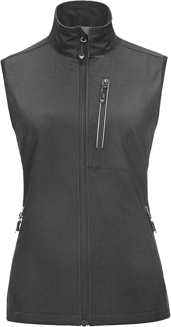 33,000ft Women's Lightweight Running Vest Outerwear with Pockets, Windproof Sleeveless Jacket for Golf Hiking Travel (Gray, M)