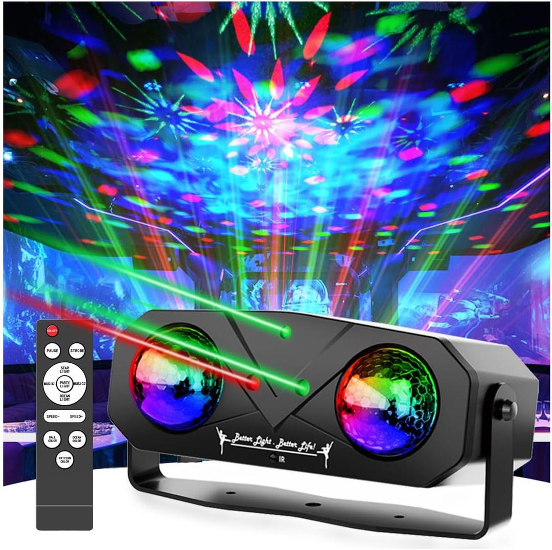 Disco Ball Light,Party Disco Dj Strobe Ocean Star Projector Dance Light Sound Activated with Remote Control Stage Rave for Parties Club Bar Birthday Wedding KTV Christmas Halloween Dancing Dcor