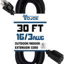 YOJOE Indoor Outdoor Extension Cord, 3 Prong 13A Weatherproof Power Cord, 16 Gauge Heavy Duty 30 ft Black Extension Cord for Garage, Garden and Home, 16/3 SJTW UL Listed