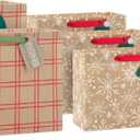 Hallmark Holiday Kraft Gift Bags with Gift Tags (2Horizontal Bags)