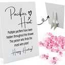 Baby Pacifier Hunt Baby Shower Games, Gender Reveal Game, 8×10 Sign and 50 Mini Acrylic Pacifier, Favorite Adults Kids Games for Baby Shower Activities, Gender Neutral Boy and Girl BPH02