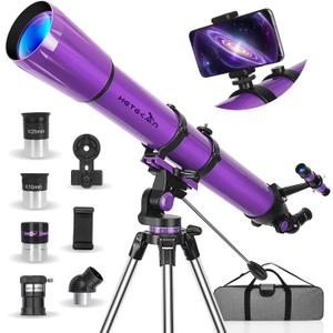 HETEKAN Telescope, Telescope for Adults High Powered, 90mm Aperture 1000mm Astronomical Refractor Telescopes for Beginners, Magnification 500X, with Three Eyepieces, Phone Adapter & Carrying Bag