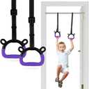 EXQ Home Kids Gymnastic Rings Pull up Rings for Chlidren Exercise,Indoor Gym Ring,Kids Gymnastics Rings with Adjustable Straps,Load Bearing 220lb (NO Bar) (Purple)