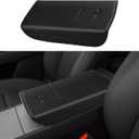 Center Console Leather Armrest Cover Designed for 2024-2026 Refresh Model 3 Highland/Model Y Juniper,Center Console Accessories for Tesla Model 3/Y 2025 Interior Accessories Black