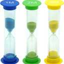 Sand Timer for Kids Set of 3 Small Colorful Hourglass Acrylic Covered Clock 1Min 2Min 5Min for Classroom, Home & Kids Room