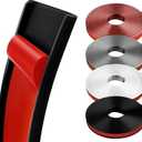 U-Shape Flexible Edge Protector Banding, 0.35" x 20ft Self Adhesive Veneer Edging Trim for Desk, Cabinet, Table, Shelves - Furniture Restoration, Decorative TPE Edge Strip (Black)