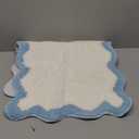 DyeFury Luxury Cute Bathroom Rugs, White Bath Mat W/Blue Scalloped Edge, Microfiber Aesthetic Trendy Funky Fun Preppy Rug, Extra Soft Bathroom Mat Non-Slip for Tub, Shower, and Bath Room 30'' x 20''