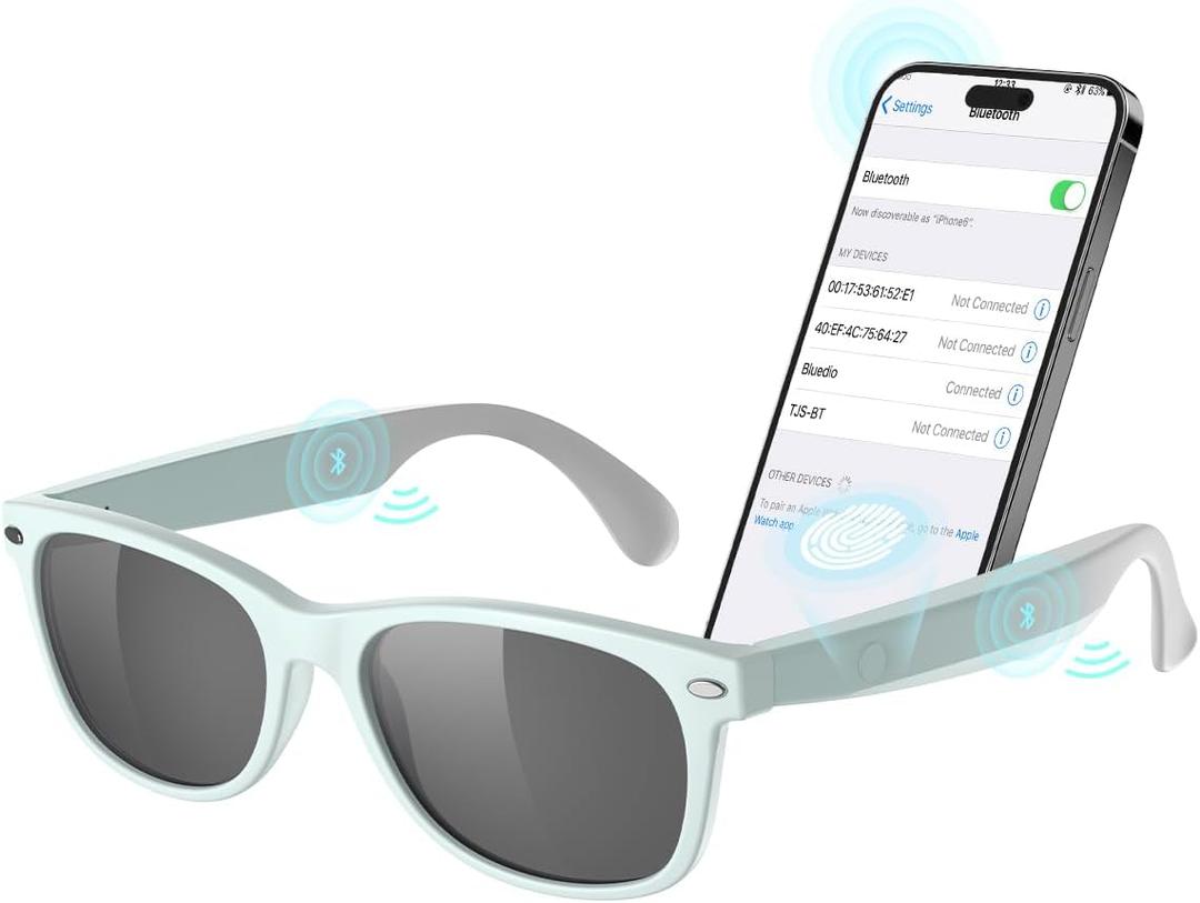 Smart Bluetooth Sunglasses, XO Smart Bluetooth Audio Glasses for Women Men, Athletic/Outdoor UV Protection Riding, Driving, Fishing, Running (Mint Green)