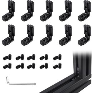10 Sets Black 4040 Interior Corner Connector Kit  L-Shape Inside Bracket with Screws for 40 Series Aluminum Extrusion Rail, 8mm T Slot Extruded Aluminum Accessories