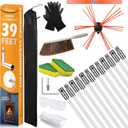 Sealegend 39 Feet Chimney Sweep Kit Chimney Brush, Chimney Cleaning Kit and Rotary Chimney Cleaning System, Fireplace Brush Tool with 12 Nylon Flexible Rods