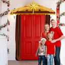 Nativity Stable Scene Porch Banners Christmas Nativity Outdoor Door Decorations Religious Nativity Porch Signs Holy Jesus Birth Manger Scene Hanging Banner for Xmas Church Winter Holiday Xmas Photo Props Yard Decorations