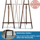 A - Frame Wooden Display Easel with Wheels - Adjustable Lyre Beechwood Studio Easel Stand Holding Canvas Up to 90", Inclinable Artist Floor Painting Easel for Artwork Painting, Brown
